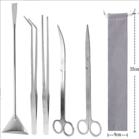 Outils pour aquarium, longs outils en acier inoxydable pour plantes d'aquarium, pinces à épiler, ciseaux, spatule, kit d'outils pour bonsaï, grattoirs à algues