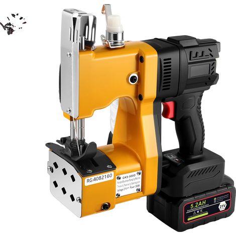 Máquina de coser eléctrica, batería de alta capacidad, cortahilos automático, color amarillo. (1/5)