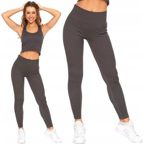 Leggings sportivi da donna a coste con vita alta, modello Moraj S/M, colore grafite (1/5)