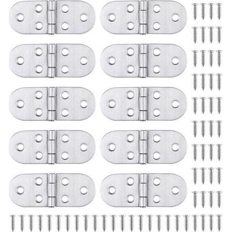 10 Charnière Inox et Vis, Montage facile et solides, pour Table Pliante, Porte de Placard, Trappe, Fenêtre Bateau/Maison (1/5)