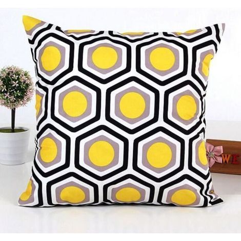 Forme géométrique canapé-lit décoration intérieure coussin Housse Coussin jaune oreiller (1/2)