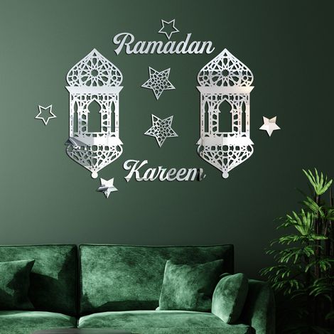 Eid Mubarak Acryl-Spiegel-Wandaufkleber, selbstklebende Wandtattoos, Ramadan-Festdekoration (1/5)