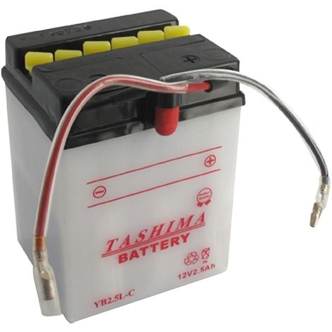Batterie Plomb Tashima Renforcée 12v, 2,5a. L: 80, L: 70, H: 105mm, + à Droite Pour Motos. (livrée Avec Pack Acide). Remplace Yb