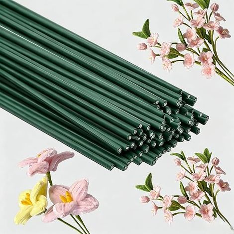 tige fleur artificielle fil fer souple fil métallique vert ruban floral composition florale fabrication couronnes (1/5)