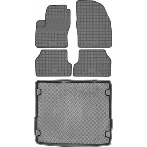 Juego de alfombrillas de goma para coche y alfombrilla para maletero para Ford Focus II Estate (2005-2011).