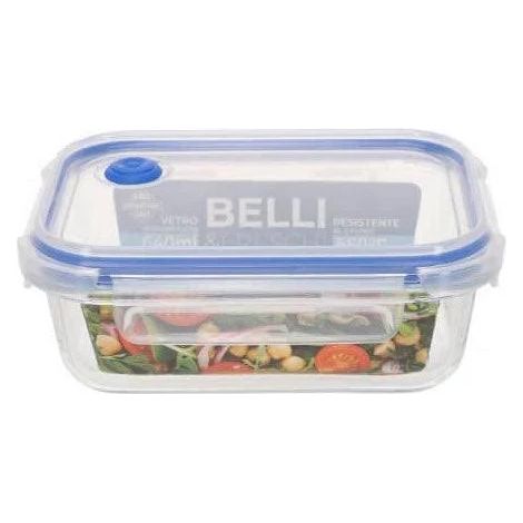 Hermetischer rechteckiger Glasbehälter 640 ml 18 x 13,5 cm