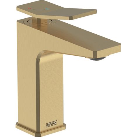 Bristan Tangram Eco Start Basin Mixer Tap with Clicker Waste - Brushed Brass (1/5)