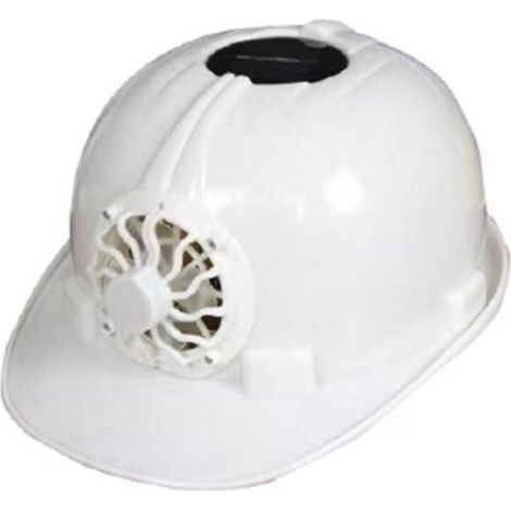 Casque de sécurité avec ventilateur, refroidissement avant, alimenté par cellules solaires, protection solaire respirante pour chantier de Construction, été et extérieur, blanc-Crezuo