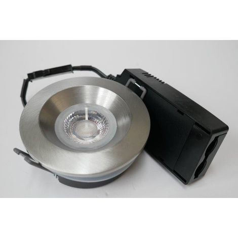 Spot encastre LED 6W alu brosse orientable Ø 88mm 4000K 480lm 38° alim 230V dimmable étanche IP65 STORM Trajectoire (1/2)