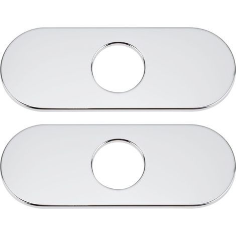 Lot de 2 cache-trous de robinet d'évier de cuisine en acier inoxydable 304 pour robinet de cuisine à 1 ou 3 trous, 160 x 35 x 6 mm (1/5)