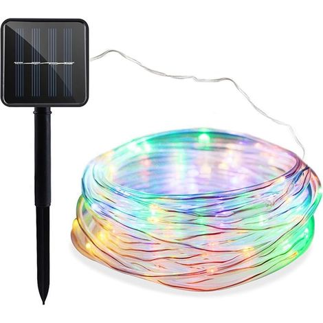 Guirlande Solaire Exterieur, 22m 200 LED Guirlande Lumineuse Exterieure Solaire Étanche 8 Modes, Solaire Guirlande Guinguette Exterieur pour Jardin Terrasse Maison Fête Noël(Lumière en quatre couleurs (1/5)