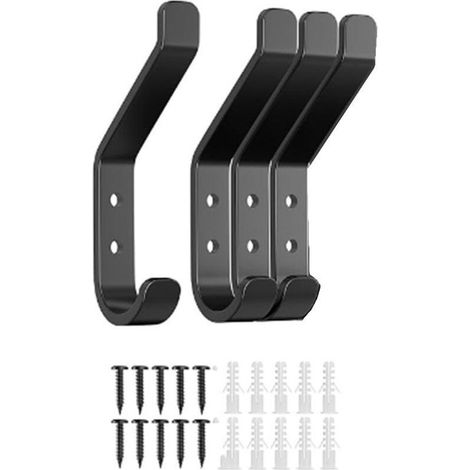 Lot de 4 crochets à visser pour panneaux acoustiques, pour chambre, salon, salle de bain, armoire, vestes, chapeaux, métal, noir, 10 cm (1/5)