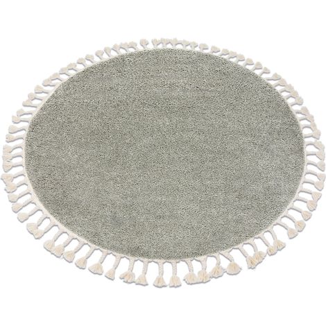 Tapis BERBER 9000 cercle vert Franges berbère marocain shaggy green cercle 160 cm