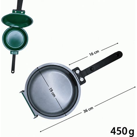 Poêle double face pliable ronde verte et argentée pour petit-déjeuner et tortillas vert argent 20.2 x5.3 550 g – Livraison gratuite