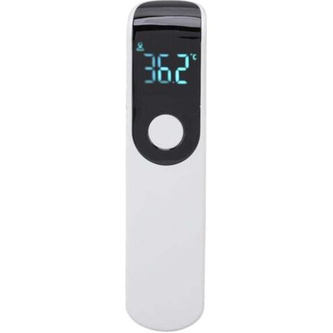 Tragbares, kontaktloses Infrarot-Thermometer, digitales Stirnthermometer für Hotels und Zuhause. Weißes Design, einfach zu bedienen und zuverlässig.