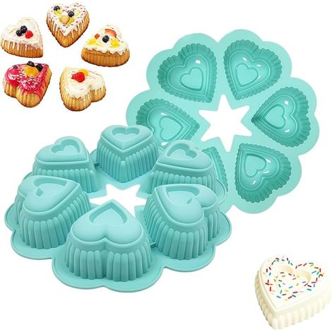 Silicone Heart Mould Cake Mould Muffins Silicone Baking Mould Cake Chocolate Jelly Soap Blue (1/5)