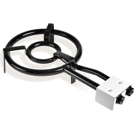Briebe MOD350 Paellero Doble Aro 35cm, Quemador de Gas Butano, Camping Gas, Rosco para Paellas, Plancha  Negro