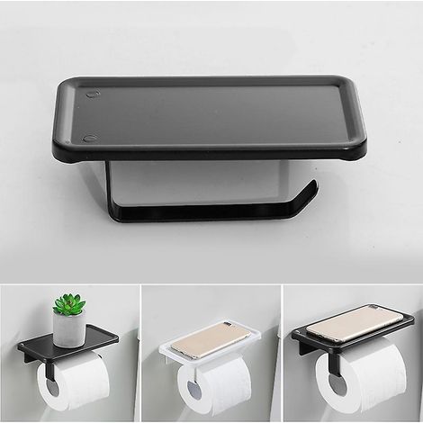 Porte-papier toilette avec étagère, support pour rouleau de papier toilette mural sans perçage, pour salle de bain.