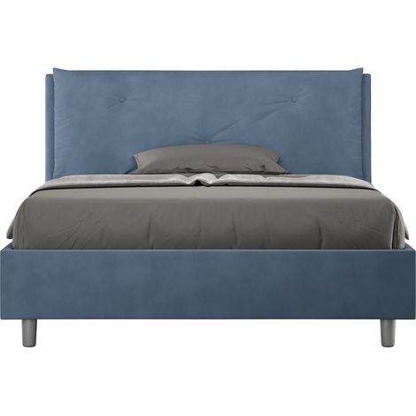 Letto alla Francese rivestito in Microfibra - APPIA - Tipologia Letto: Con Rete e Contenitore - Colore: Blu - Dimensione Rete: 140x190