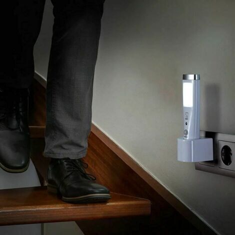 -Lampe de poche à induction d'urgence Lampe Torche à Détecteur de Présence Angle Détection 60° 15 LED Rechargeable Batterie Blanc