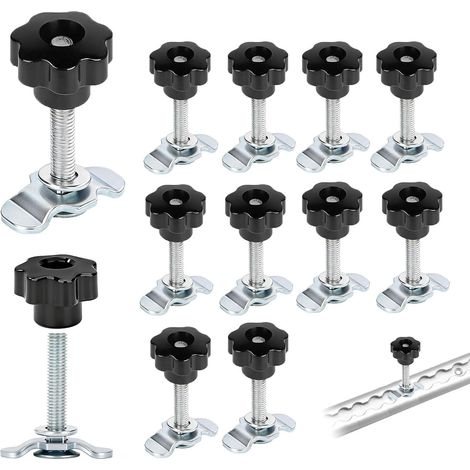 12 Pièces Raccords à Vis pour Rail D'aviation, M8 x 60 mm, Airline Ferrure D'extrémité en Acier Galvanisé, embouts individuels pour rails d'arrimage pour caravanes, camionnettes et remorques. (1/5)
