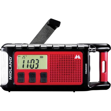 Midland ER 300 Pro Notfallradio AM, UKW Bluetooth®, Notfallradio, UKW, MW, USB Handkurbel, Solarpan