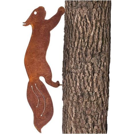 Wrought Iron Garden Decoration - Rusty Squirrel - Height 15 cm, Width 42 cm (1/4)