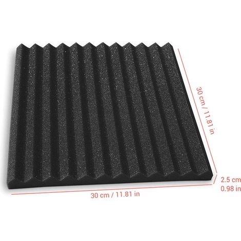 Mousse Acoustique de Polyuréthane 12 Pièces Panneau Absorption Sonore 30x30x2.5cm pour Studio Écho Réverbération Noise Reduction NRC 0.75 (1/5)