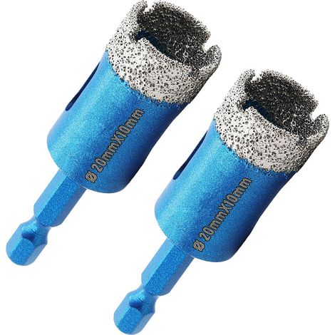 Diamantbohrer 20mm(2pcs), Sechskant-Schaft Diamant Lochsäge Bohrer Set für Feinsteinzeug Keramik Stein Granit Marmor (1/5)