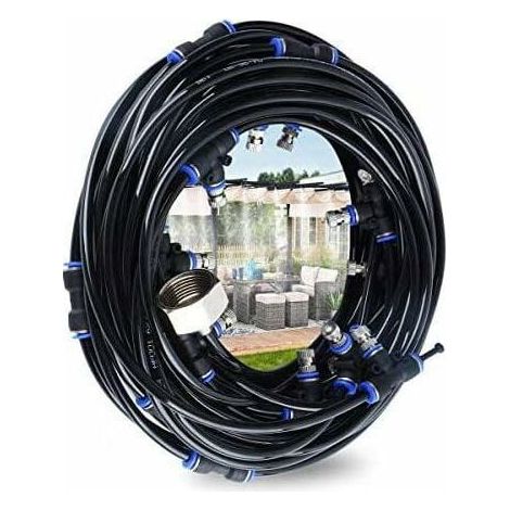 Système de Brumisation Extérieur 10M avec 9 Buses Adaptateur Laiton pour Terrasse Jardin Serre (1/4)