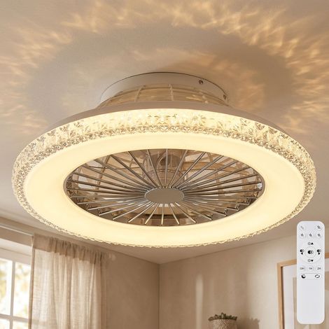 Ventilatore da soffitto Lampada da soffitto dimmerabile Cristalli Telecomando Andata-Ritorno  LED (1/5)