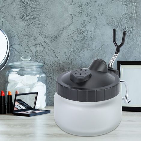 Pot de nettoyage pour aérographe en verre, acier et plastique (lot de trois)