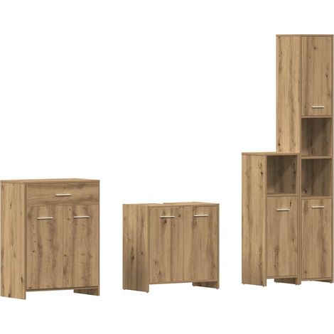 Maison Exclusive - 4-tlg. Badmöbel-Set Artisan-Eiche Holzwerkstof