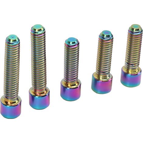 5 vis de dérailleur M4, 3 vis 13,5 mm et 2 vis 20 mm en alliage de titane antirouille. Installation facile. Vis de cage pour VTT. Colorées. (1/5)