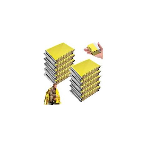 Lot de 10 couvertures de survie 210 x 130 cm – Film PET – Protection thermique 90 % – Utilisation d'urgence – Coffret de secours – Autlead