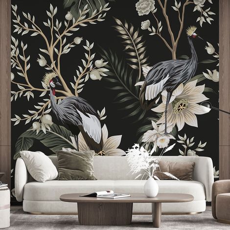 Papier peint panoramique - Fleurs Oiseaux - 325 cm x 325 cm (1/4)