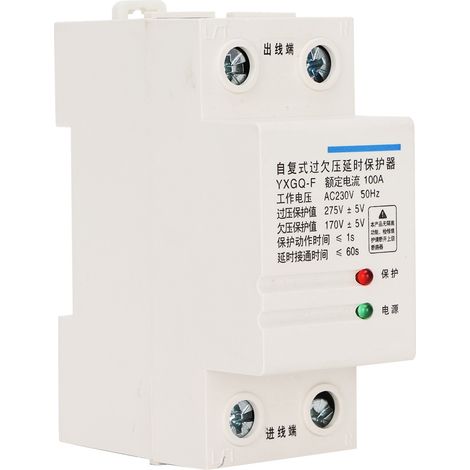 Relais de protection automatique 2P 100A, dispositif de récupération avec délai anti-surtension et sous-tension, régulateur de tension pour tableau électrique, protection surtension et chute de tensio (1/5)