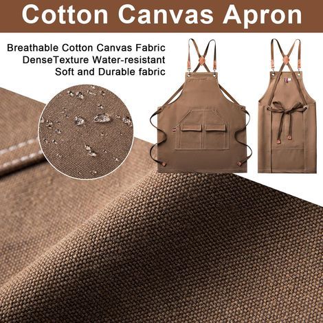 Unisex-Schürze aus Baumwoll-Canvas, Kochschürze mit verstellbaren Trägern und Taschen, ideal zum Kochen, Backen, für Künstler und Maler. (1/5)