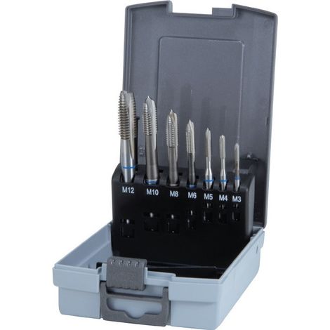 RUKO  Juego  de  machos  de  máquina  7  piezas  forma  B  HSS  en  cassette  de  plástico  -  245057RO
