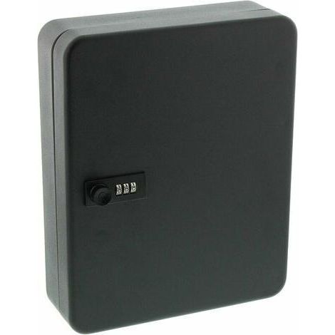 BUNTHAUS Coffret à clés mural noir à combinaison 36 bits, armoire de rangement pour voiture, coffre à clés avec serrure et code numérique