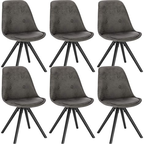 Woltu – Lot de 6 chaises de salle à manger – Siège en tissu scientifique – Pieds en bois massif – Hauteur 83 cm – Charge maximale 100 kg (1/4)