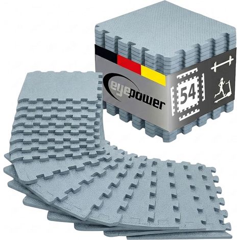 54 Alfombrillas Puzzle Fitness 30x30 Gris - Protector Suelo Esterilla Sport Gym (1/5)
