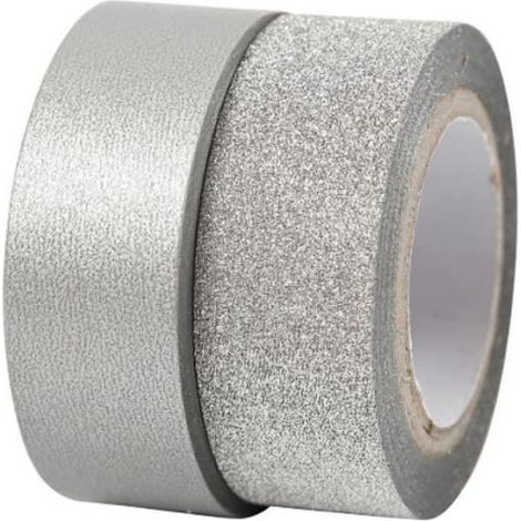 Papier décoratif écossais - Vivi Gade - Argent - 2 rouleaux - 15 mm - Billets repositionnables