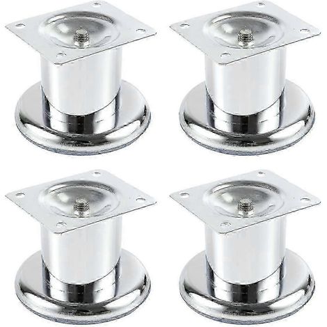 Pieds de meubles, lot de 4, acier de 60 mm, chromés et polis, compatibles avec armoires, lits, canapés, etc. (1/5)