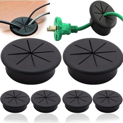 6PCS Ø60mm Oeillet de Bureau en Plastique Encastrables en Plastique PasseFil Passecâbles Ronds Noir pour Les Bureaux, Les Bureaux D'ordinateur,Couvercle Trou Rangement (1/5)