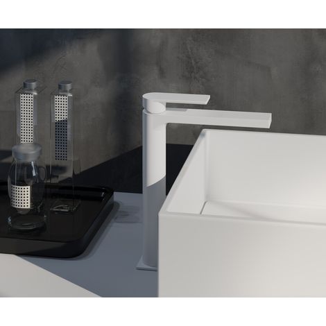 Grifería Monomando Lavabo Alto Alpha Blanco (1/4)