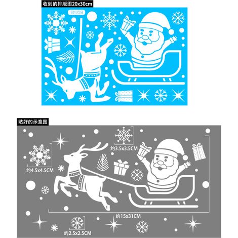 Décorations de Noël, autocollants rennes, flocons de neige blancs, décalcomanies rennes, autocollants de Noël pour fenêtres, adsorption électrostatique, autocollants sans résidus.