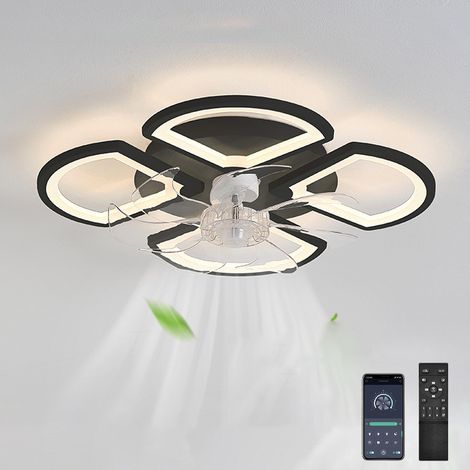 Ventilateurs de plafond avec lumières, ventilateur de plafond à intensité variable avec télécommande et application, 6 vitesses de vent, 50 cm (1/5)
