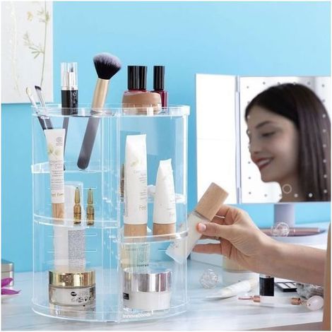 Rangement pour Cosmétiques - CELLUSTOP - Organisateur Rotatif - Étanche - Élégant - 360° (1/4)