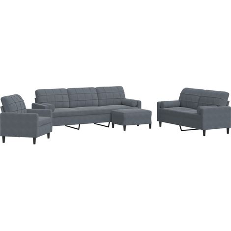 Ensemble de Canapé Sofas 4 pcs avec coussins et traversins velours (1/5)
